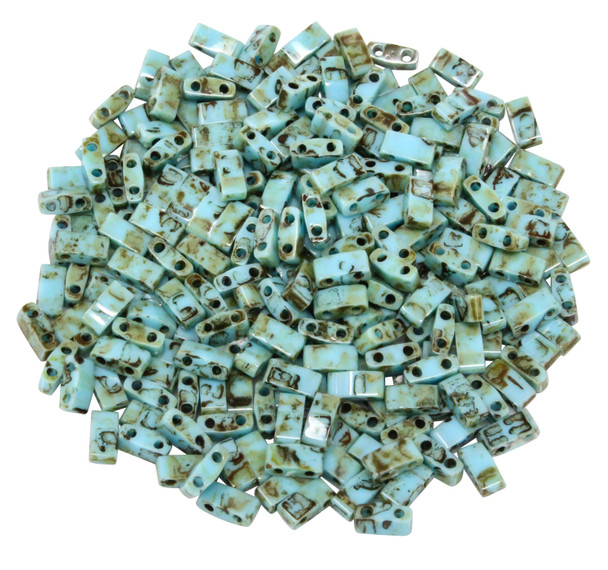 1/2 Cut 5mm Tila Beads -- Picasso Turquoise