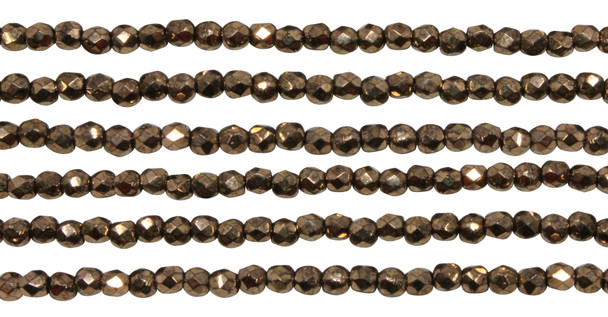 Fire Polish 2mm Faceted Round - Bronze