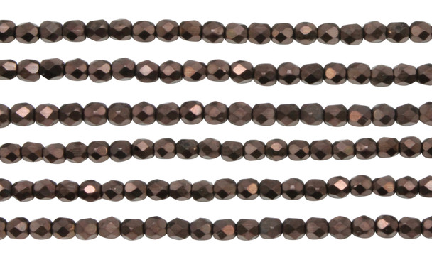 Fire Polish 3mm Faceted Round - Matte Dark Bronze