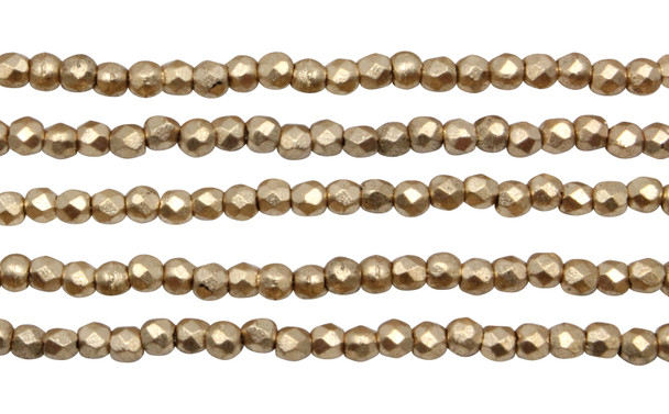 Fire Polish 2mm Faceted Round - Matte Metallic Flax