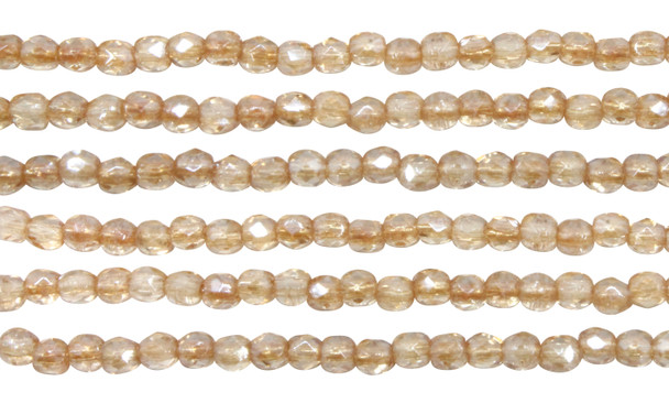 Fire Polish 2mm Faceted Round - Luster - Transparent Champagne