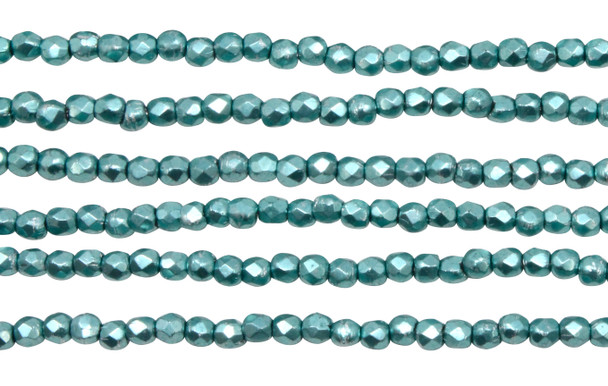 Fire Polish 2mm Faceted Round - Metallic Island Paradise