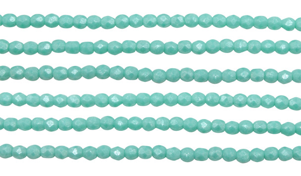 Fire Polish 2mm Faceted Round - Flash Pearl Turquoise