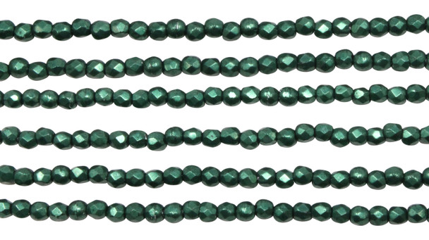 Fire Polish 2mm Faceted Round - Saturated Martini Olive