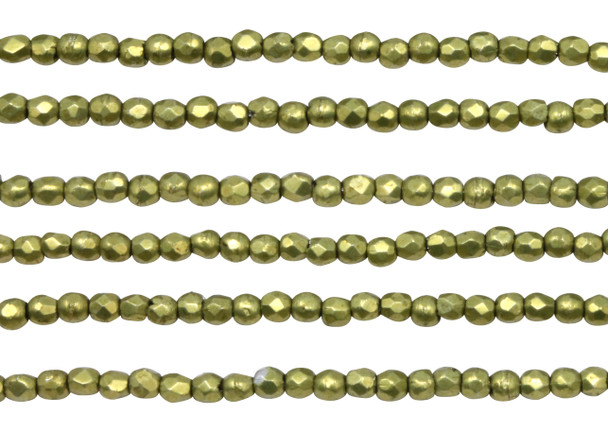 Fire Polish 2mm Faceted Round - Metallic Meadowlark
