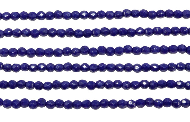 Fire Polish 2mm Faceted Round - Navy Blue