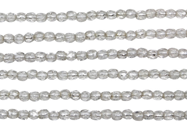 Fire Polish 3mm Faceted Round - Crystal Silver Lined