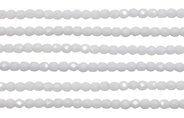 Fire Polish 3mm Faceted Round - Opaque White