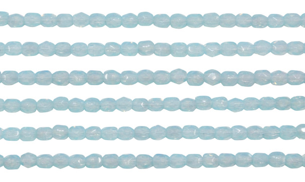 Fire Polish 3mm Faceted Round - Milky Aquamarine