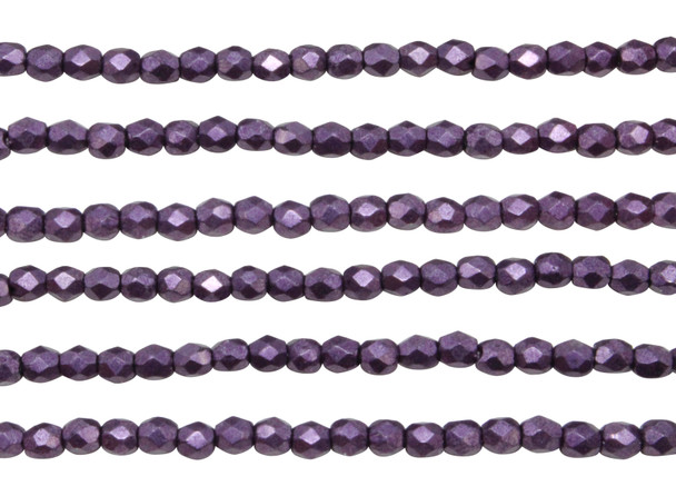 Fire Polish 3mm Faceted Round - Metallic Tawny Port