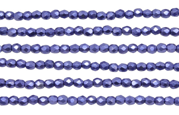 Fire Polish 3mm Faceted Round - Metallic Ultra Violet