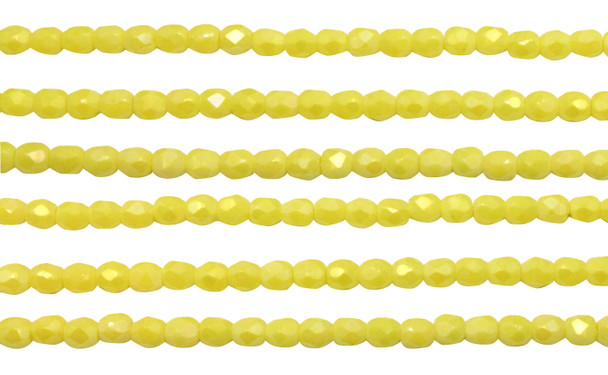Fire Polish 3mm Faceted Round - Matte Luster Iris Custard