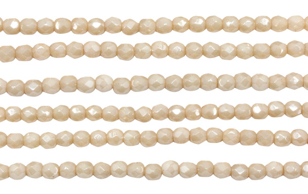 Fire Polish 3mm Faceted Round - Luster Opaque Champagne