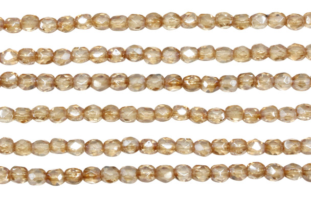 Fire Polish 3mm Faceted Round - Luster Transparent Champagne