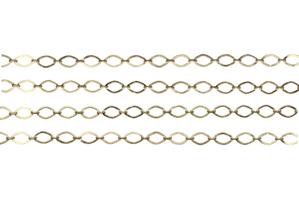 Gold 4x3mm Oval Link Cable Chain - Sold By 6 inches