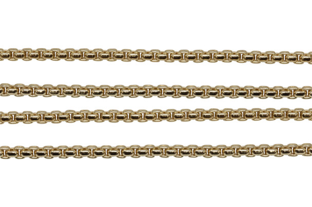 Gold 3mm Venetian Box Chain - Sold By 6 inches