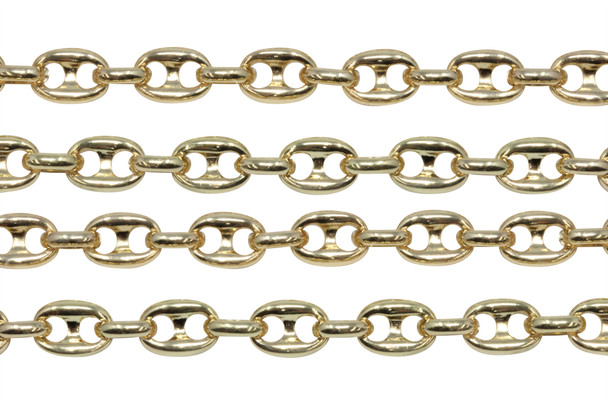 Gold 11x8mm Pignose Mariner Chain - Sold By 6 inches