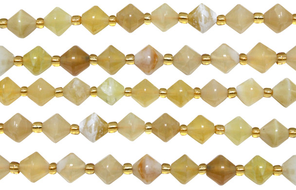 Natural Yellow Opal Polished 8mm Faceted Bicone