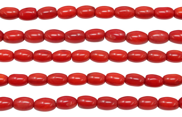 Red Coral Dyed Polished 5x8mm Rice