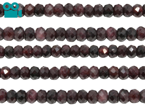 Garnet Polished 3x5mm Faceted Rondelle