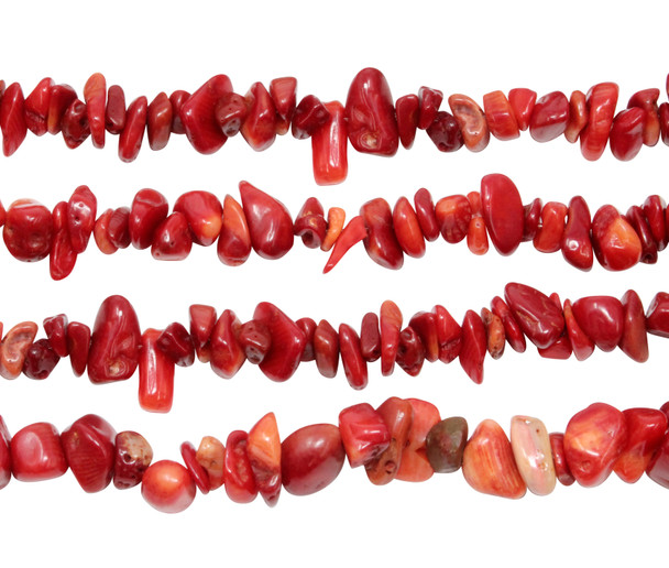 Red Coral Dyed Polished 5-8mm Chips