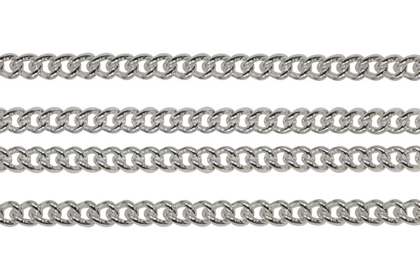 Silver 4mm Small Flat Curb Chain - Sold By 6 inches