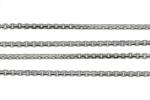 Silver 3mm Venetian Box Chain - Sold By 6 inches