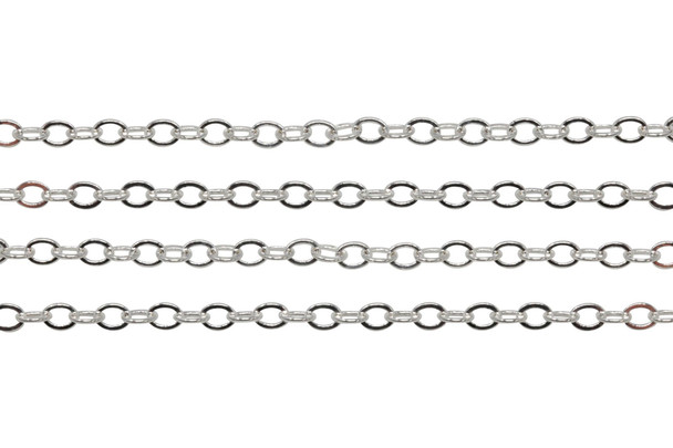 Silver 3x4mm Classic Cable Chain - Sold By 6 inches