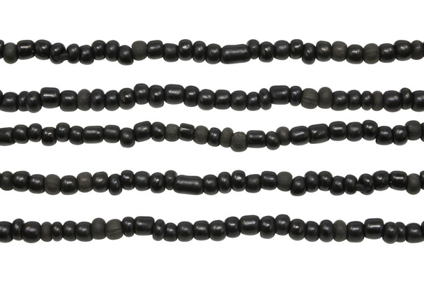 Maasai Glass Beads Black Polished 3-4mm Semi Round