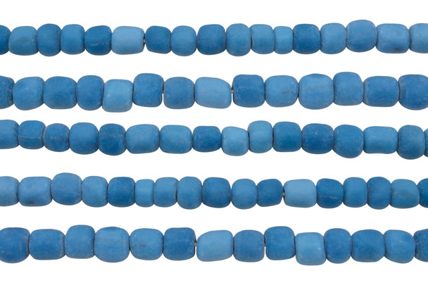 Gooseberry Glass Matte 5-6mm Semi Round - Cerulean Blue
