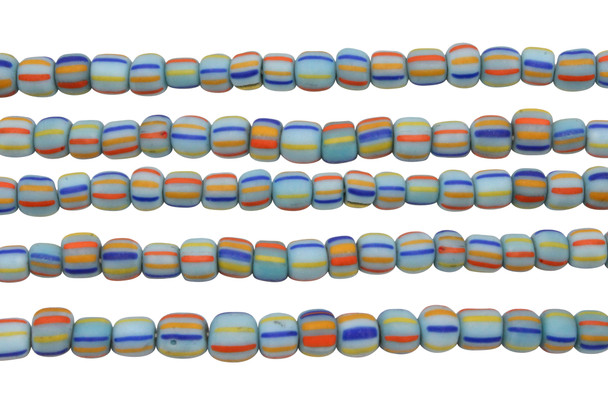 Gooseberry Glass Matte 5-6mm Semi Round - Blue / Orange / Red / Yellow