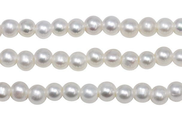 Freshwater Pearls AA Grade White 7-8mm Round - 2mm Large Hole