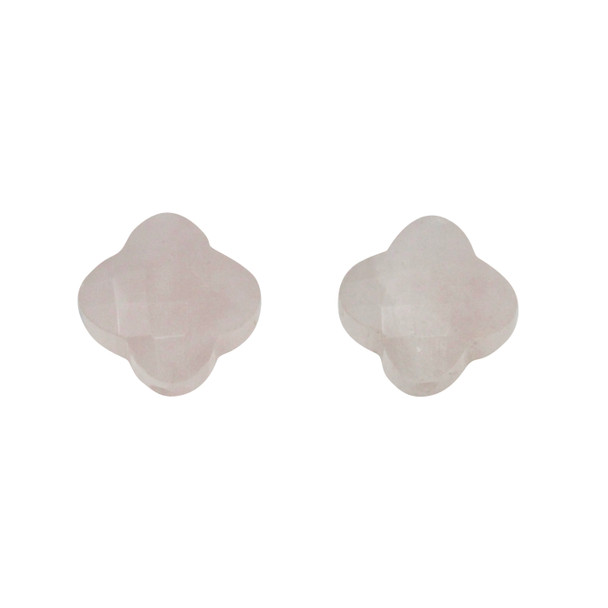Rose Quartz Polished 12mm Quatrefoil Bead