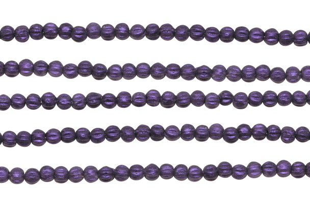 Czech Glass 3mm Melon -- Metallic Suede Purple