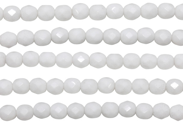 Fire Polish 6mm Faceted Round - Opaque White
