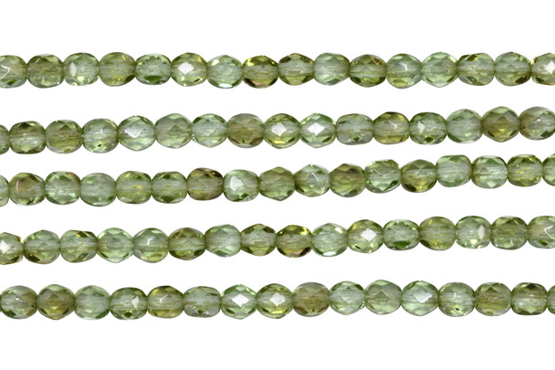 Fire Polish 4mm Faceted Round - Twilight Peridot