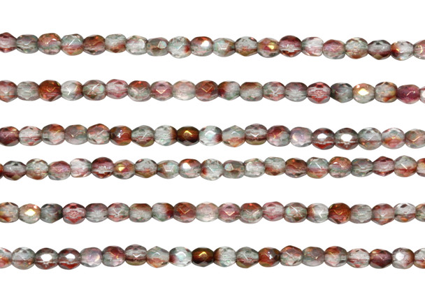 Fire Polish 3mm Faceted Round - Luster Pink Crystal