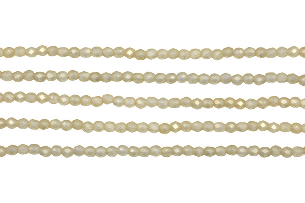 Fire Polish 2mm Faceted Round - Sueded Gold Lamé