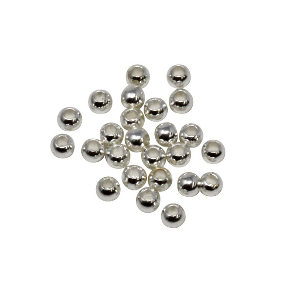 Sterling Silver Plated 3mm Round Anti Tarnish Coating - 25 Beads