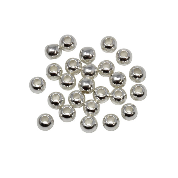 Sterling Silver Plated 4mm Round Anti Tarnish Coating - 25 Beads