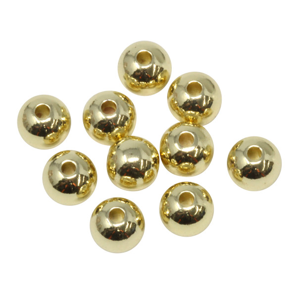 14K Gold Plated 8mm Round Anti Tarnish Coating - 10 Beads