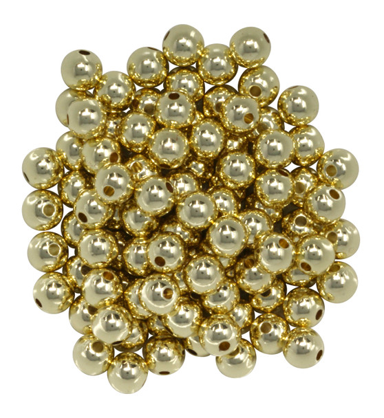 14K Gold Plated 8mm Round Anti Tarnish Coating - 100 Beads