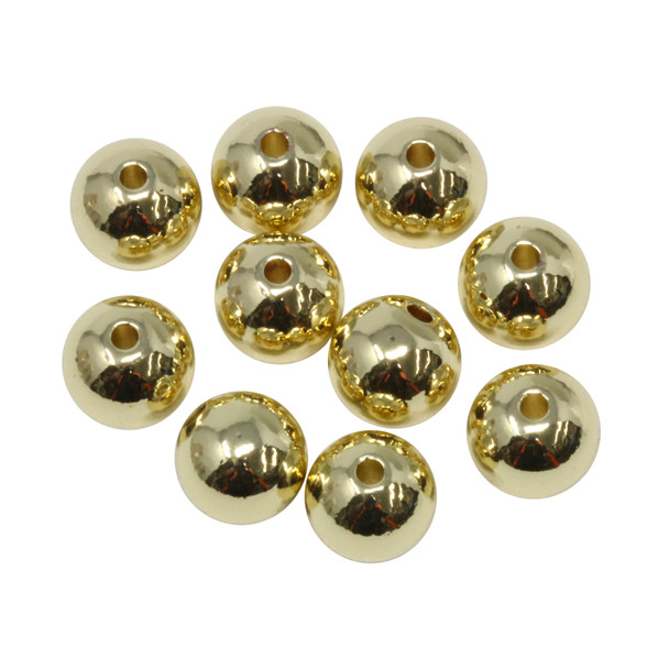 14K Gold Plated 10mm Round Anti Tarnish Coating - 10 Beads