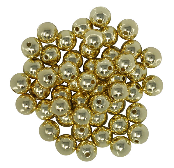 14K Gold Plated 10mm Round Anti Tarnish Coating - 50 Beads