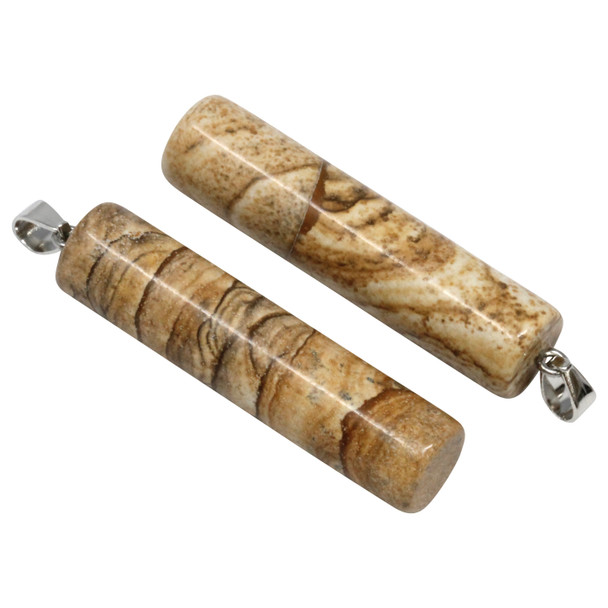 Picture Jasper Polished 12x50mm Column Pendant