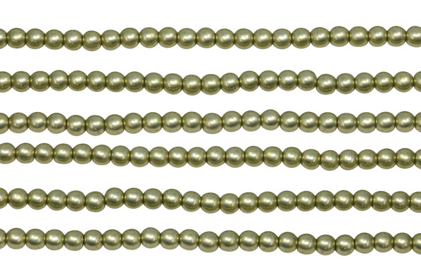 Czech Glass 4mm Round -- Metallic Limelight