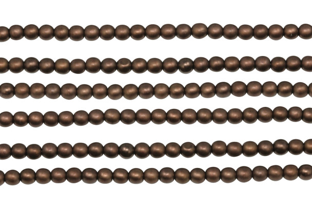 Czech Glass 4mm Round -- Matte Dark Bronze