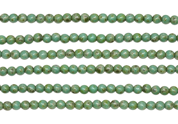 Czech Glass 4mm Round -- Opaque Turquoise