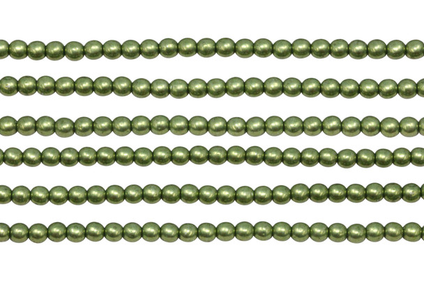 Czech Glass 4mm Round -- Sueded Gold Fern