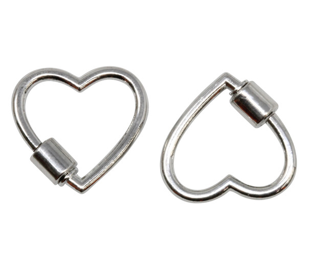 Silver Plated 23mm Heart Carabiner Clasp